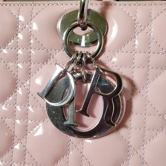 Lady Dior pink patent silver hard ware large bag - Picture 13 of 14